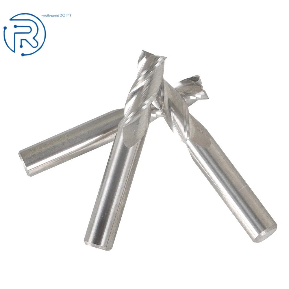 3-Pack 3/8" 3 Flute Carbide End Mill for