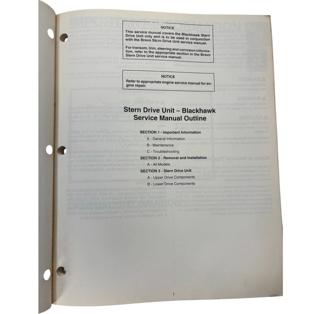 Blackhawk Sterndrive Unit Service Manual for MerCruiser (1992) 90-823228