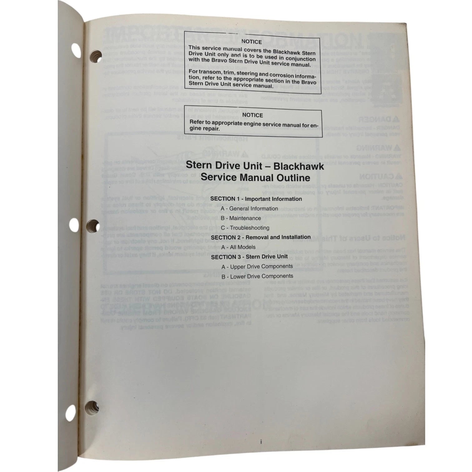 Blackhawk Sterndrive Unit Service Manual for MerCruiser (1992) 90-823228