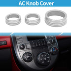 Set of 3 AC Climate Heater Switch Knob Cover Rings for Kia Soul (2009–2013) Silver Tone