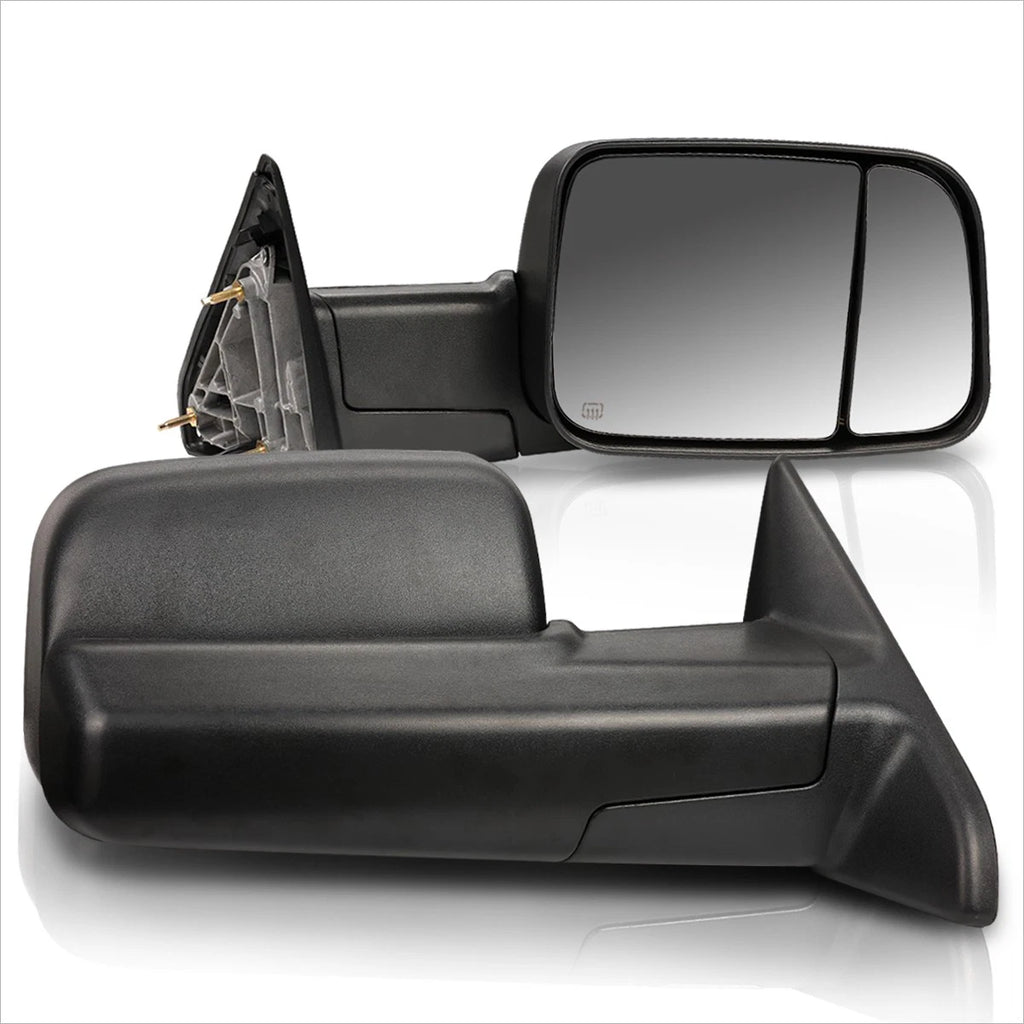 Powered Heated Black Side Towing Mirror Pair for Dodge Ram 1500/2500/3500 (2009–2016)