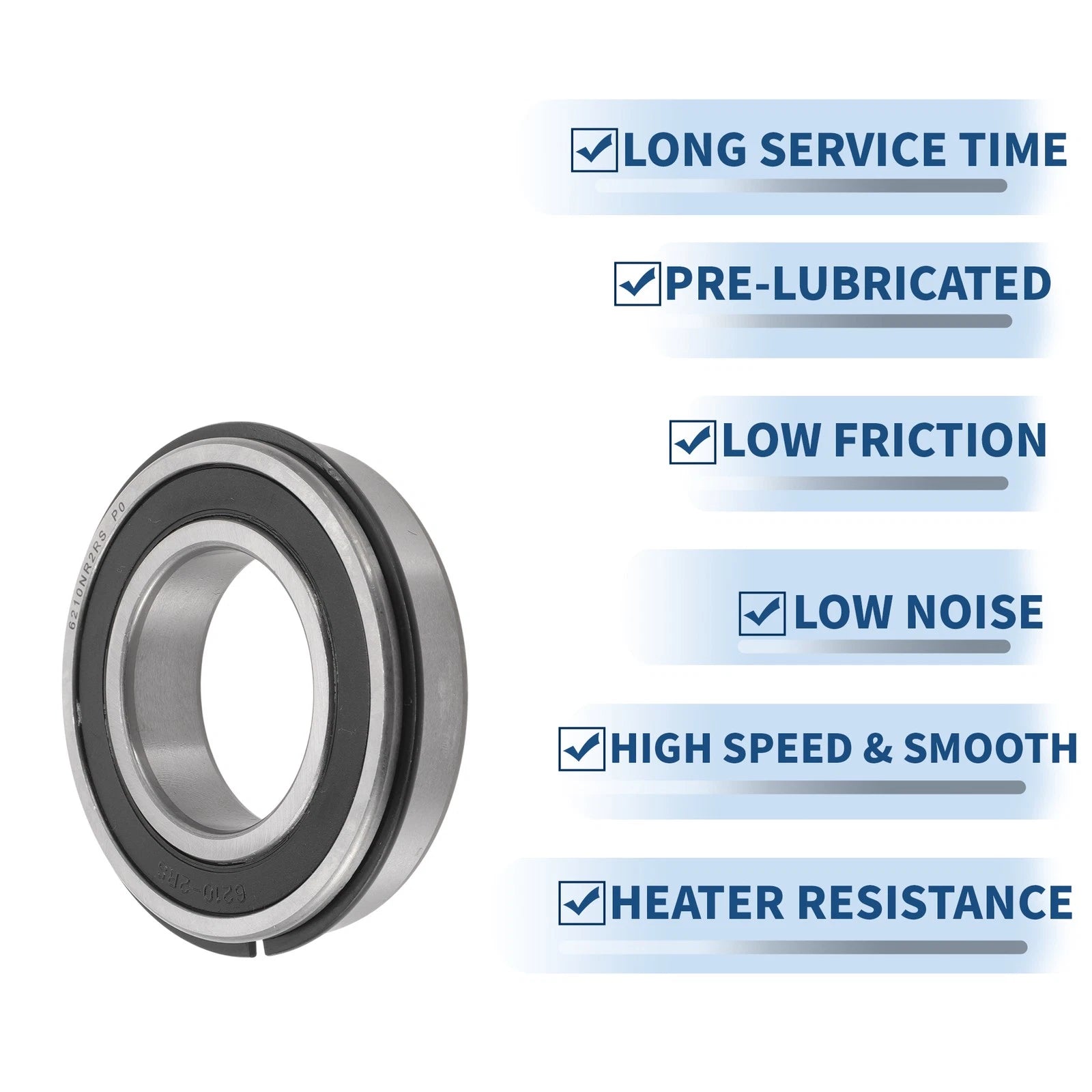 Deep Groove Ball Bearing 6210NR2RS for Scooter Skateboard (50x90x20mm)