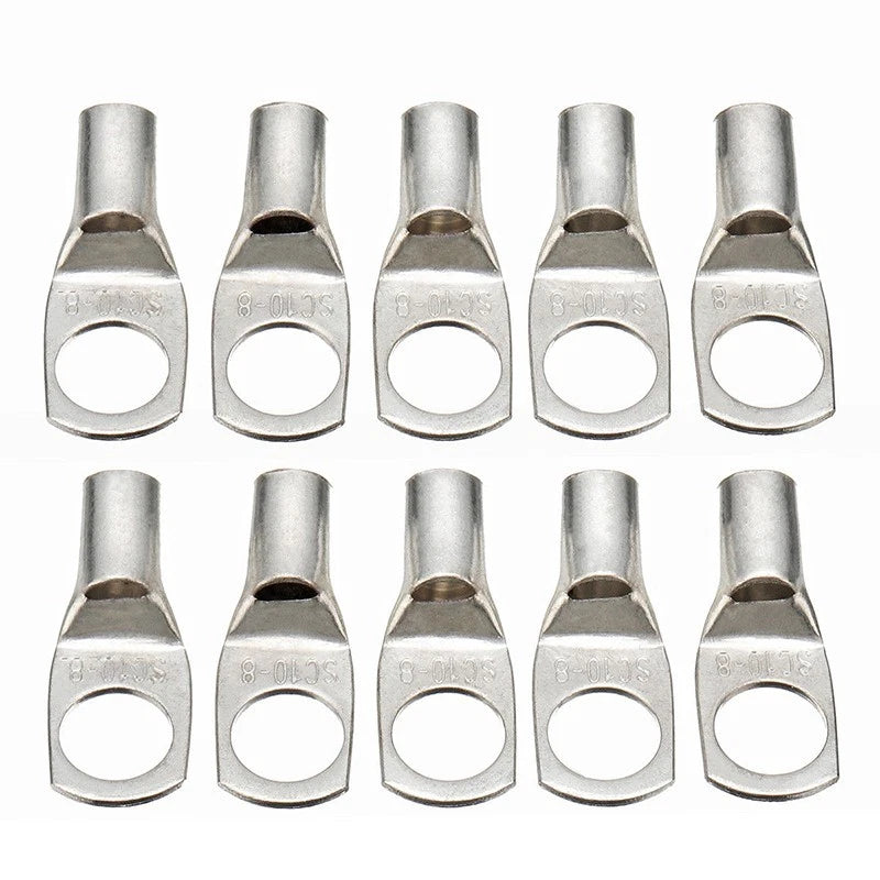 Set of 10mm x 8mm Uninsulated Pipe Cable Lugs for Auto Marine RV 4WD