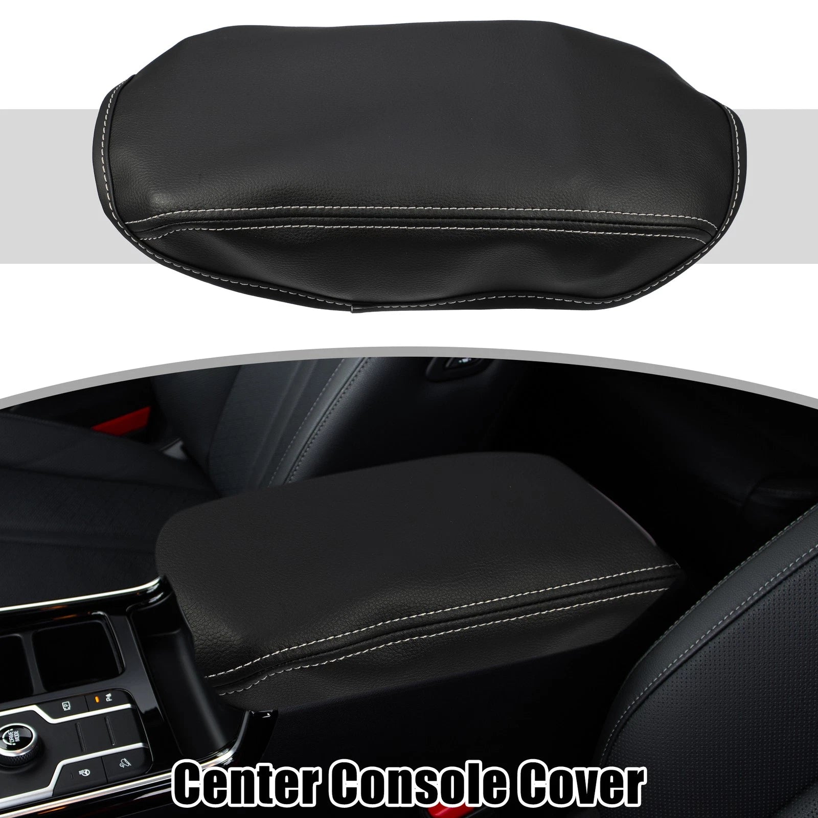 Center Console Cover Pad for Subaru Forester (2019–2023) Black Gray Stitches