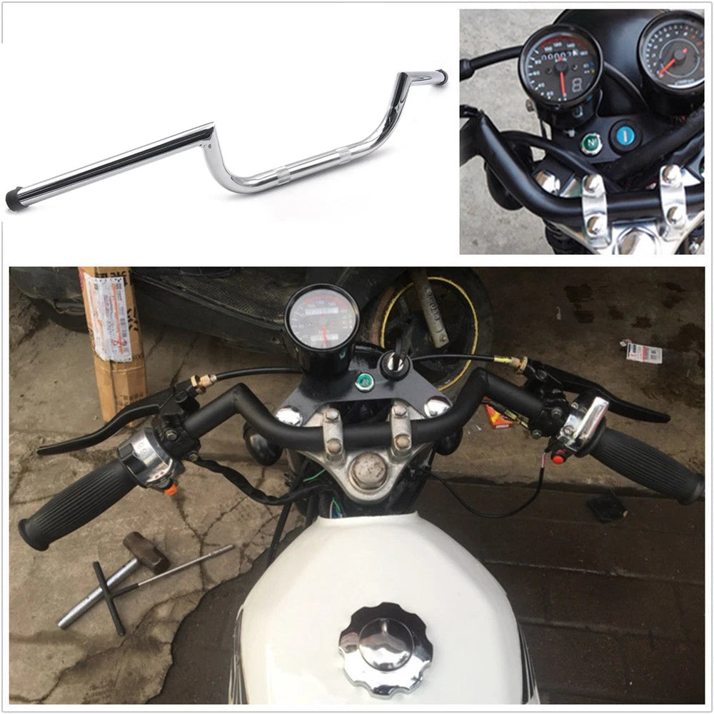 7/8" Chrome Motorcycle Drag Bar Handlebar for Harley Honda Suzuki Yamaha