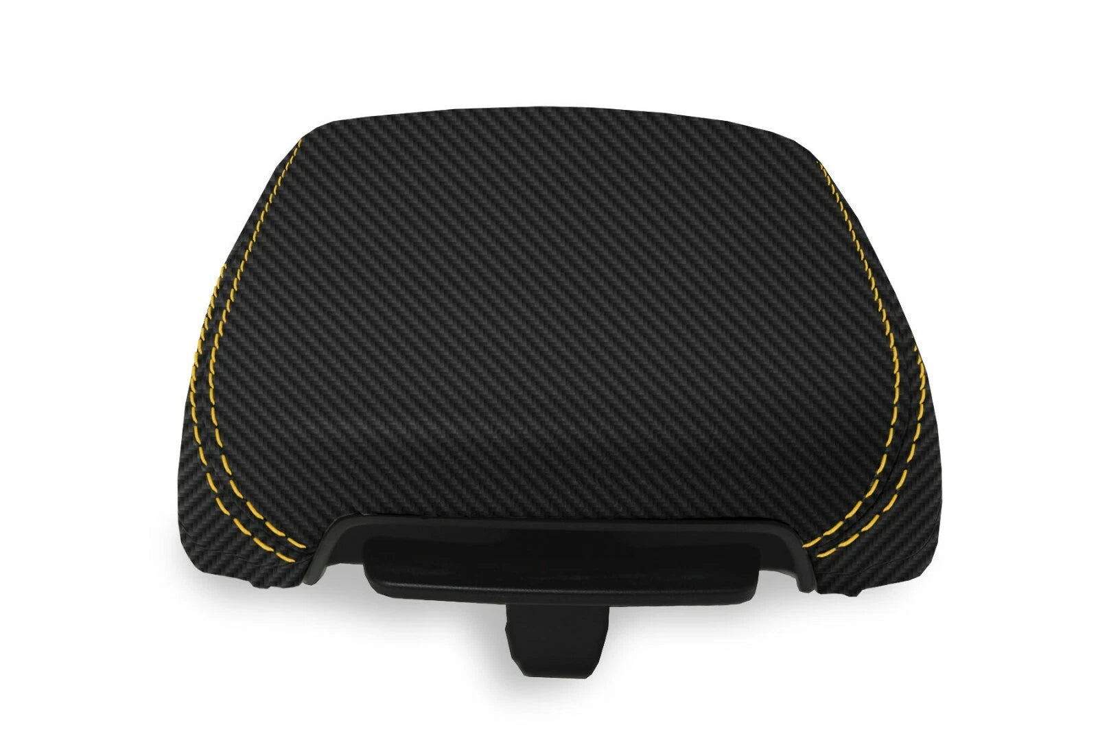 Console Lid Armrest Cover for Hyundai Kona (2018–2020) Carbon Fiber Yellow Stitch