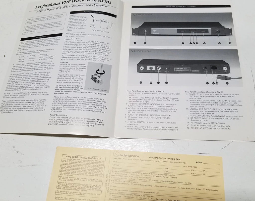 VHF Wireless System for Vintage Professional (ATW-1031, ATW-1032)