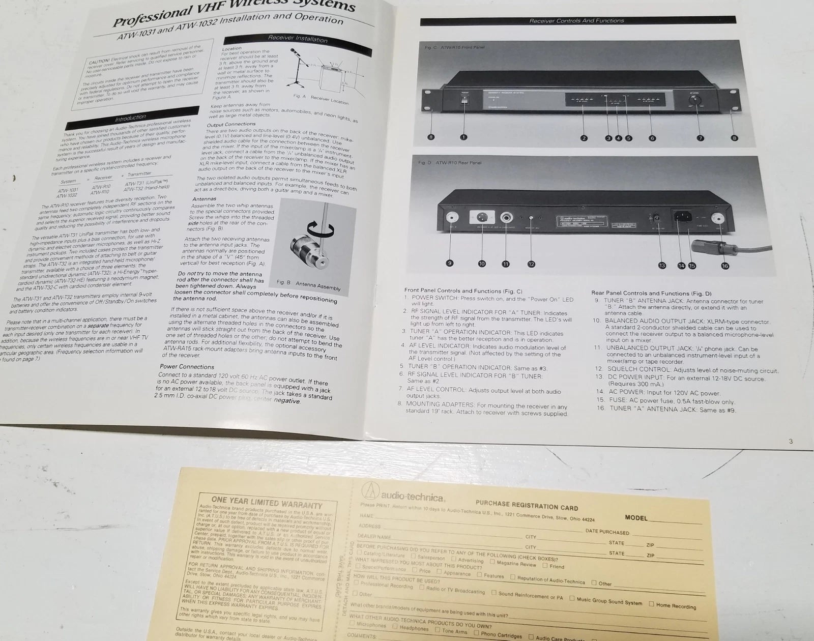 VHF Wireless System for Vintage Professional (ATW-1031, ATW-1032)