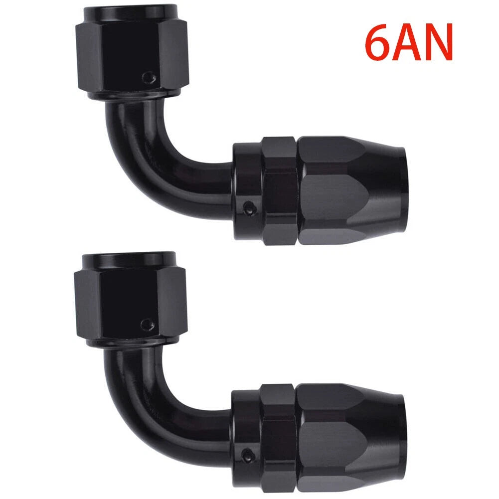 2X 6AN AN6 90 Degree Swivel Fuel Oil Hose End Fittings for Universal
