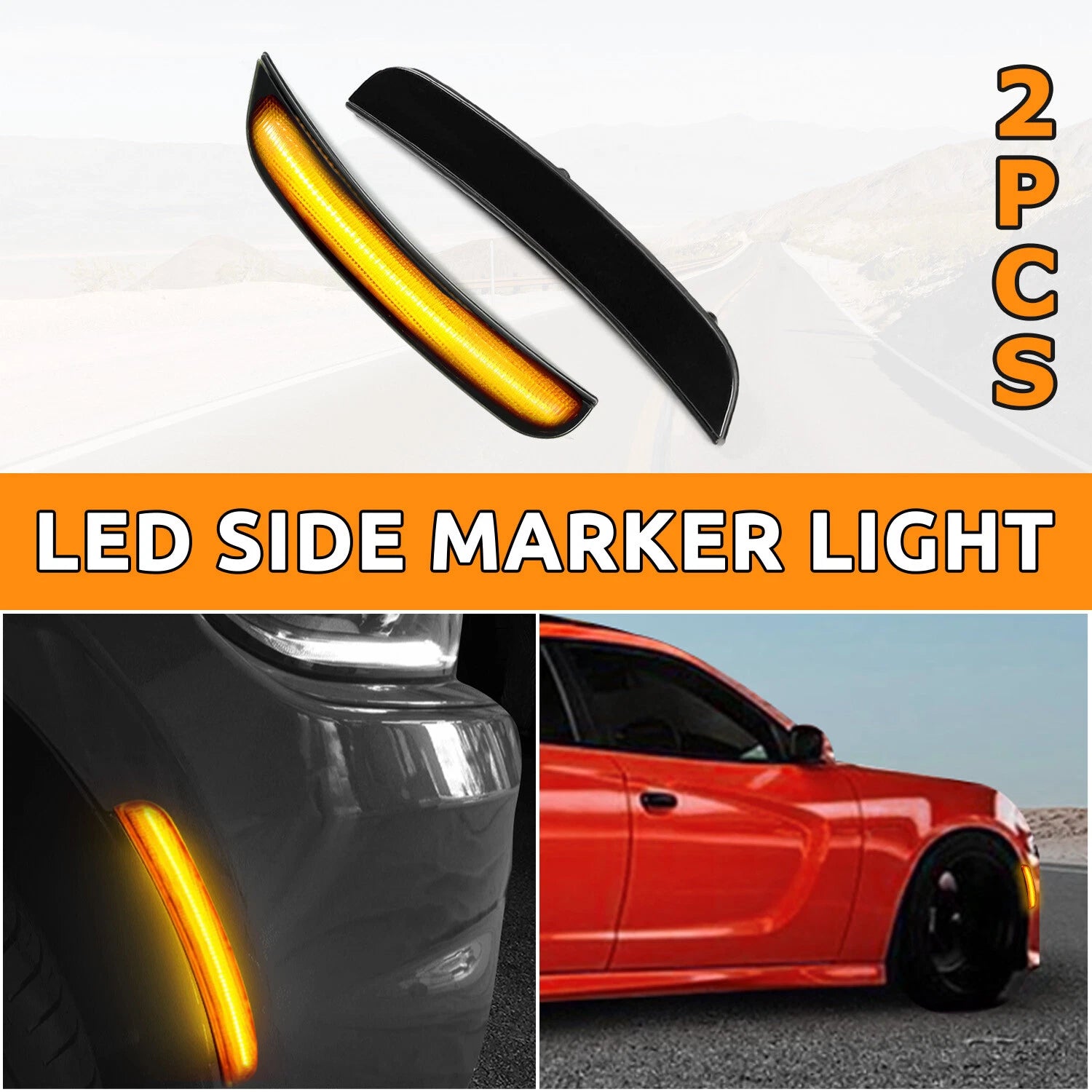 Smoke Lens LED Side Marker Lights for Dodge Charger (2015–2023)
