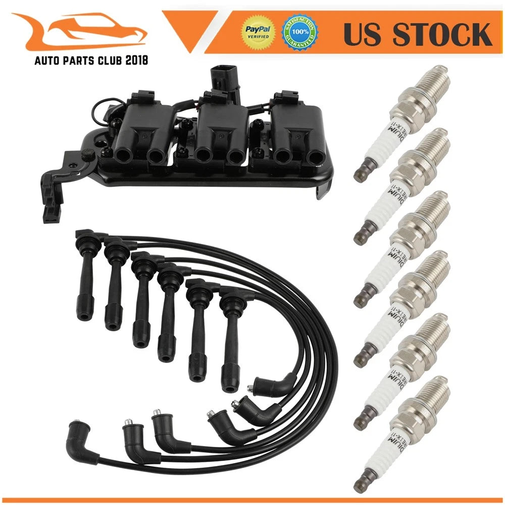 Ignition Coil Set with 6 Spark Plugs & Wires for Hyundai Tucson Kia Sportage
