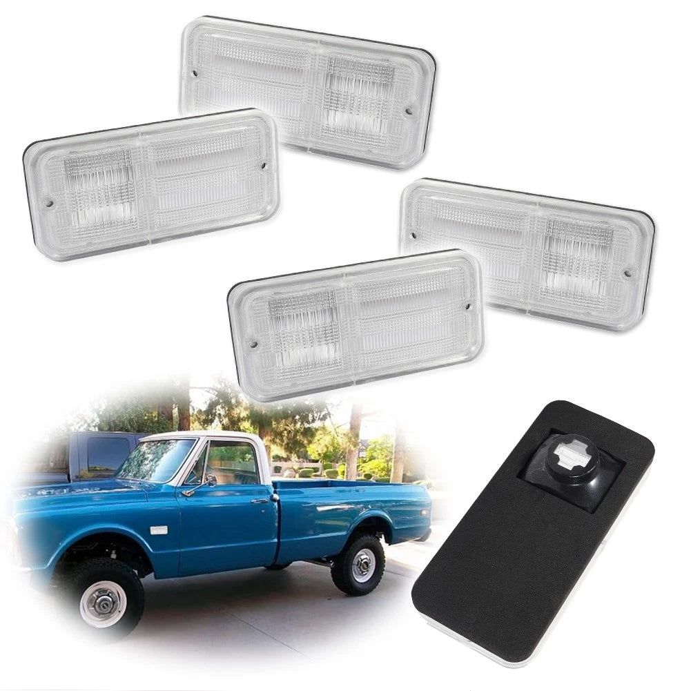 Set of 4 Clear Side Marker Lights for Chevy GMC Truck (1968–1972)