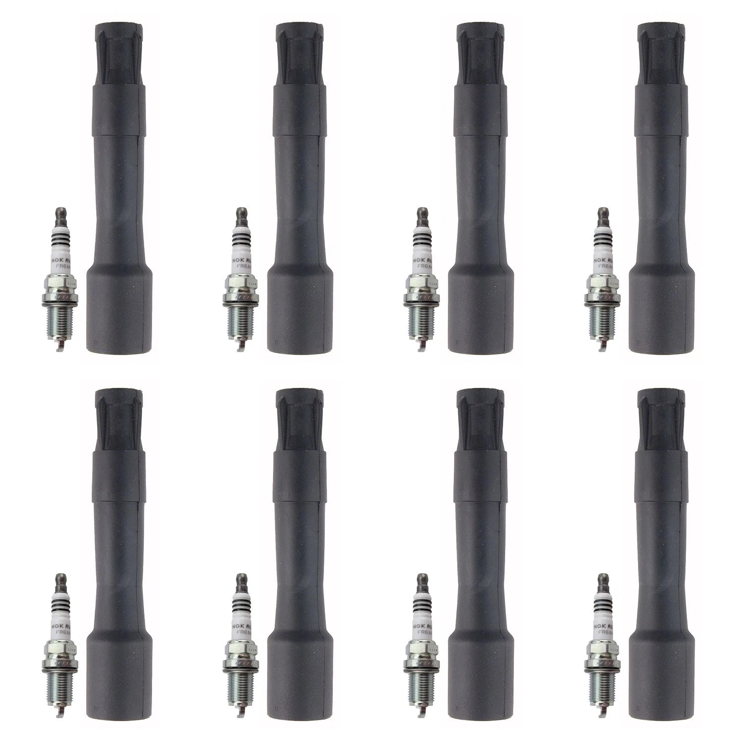 Set of 8 NGK Ruthenium HX Spark Plugs & Coil Boots for BMW M5 E39 X5 E53