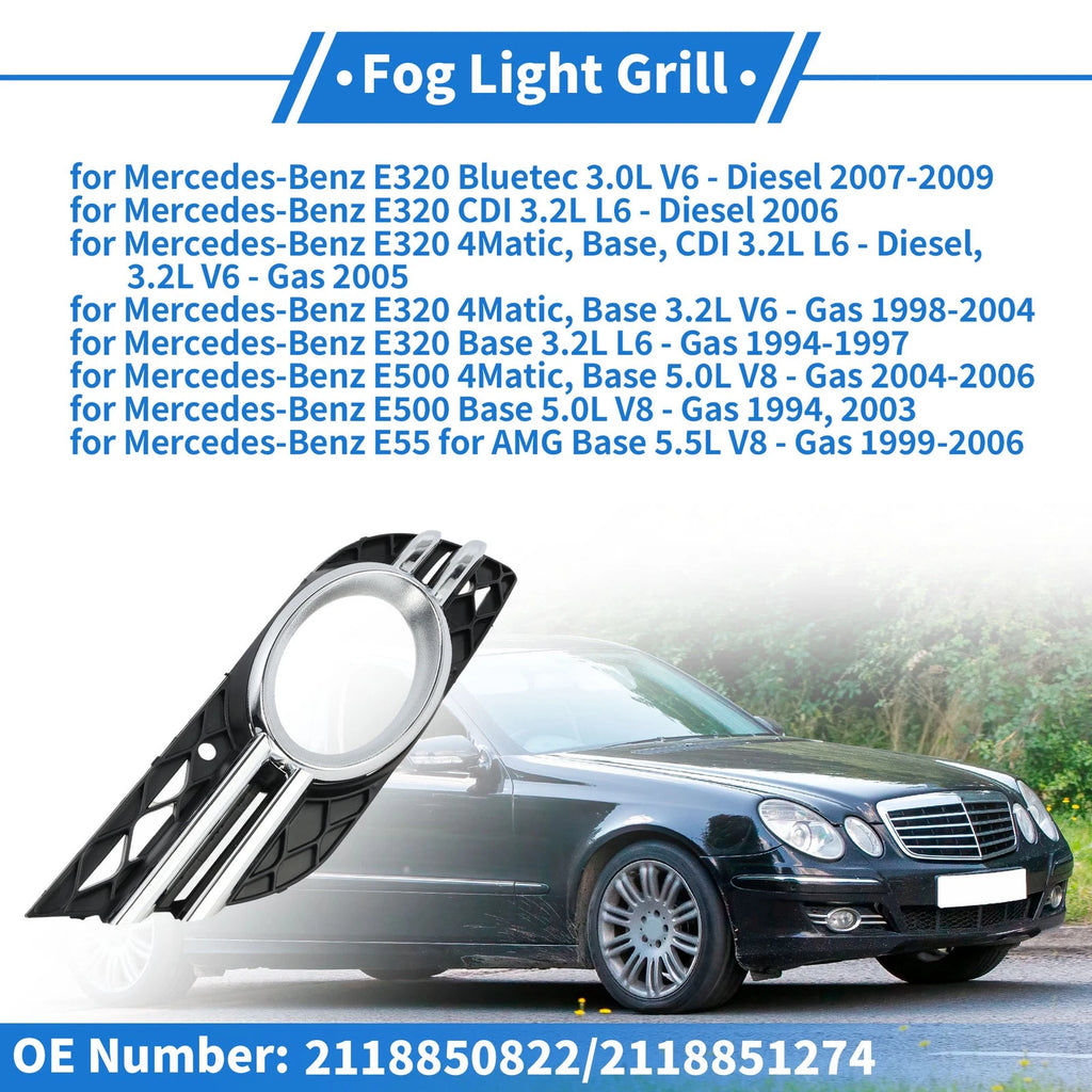 Front Right Fog Light Cover No. 2118850822 for Mercedes-Benz E320 (1996–1999)