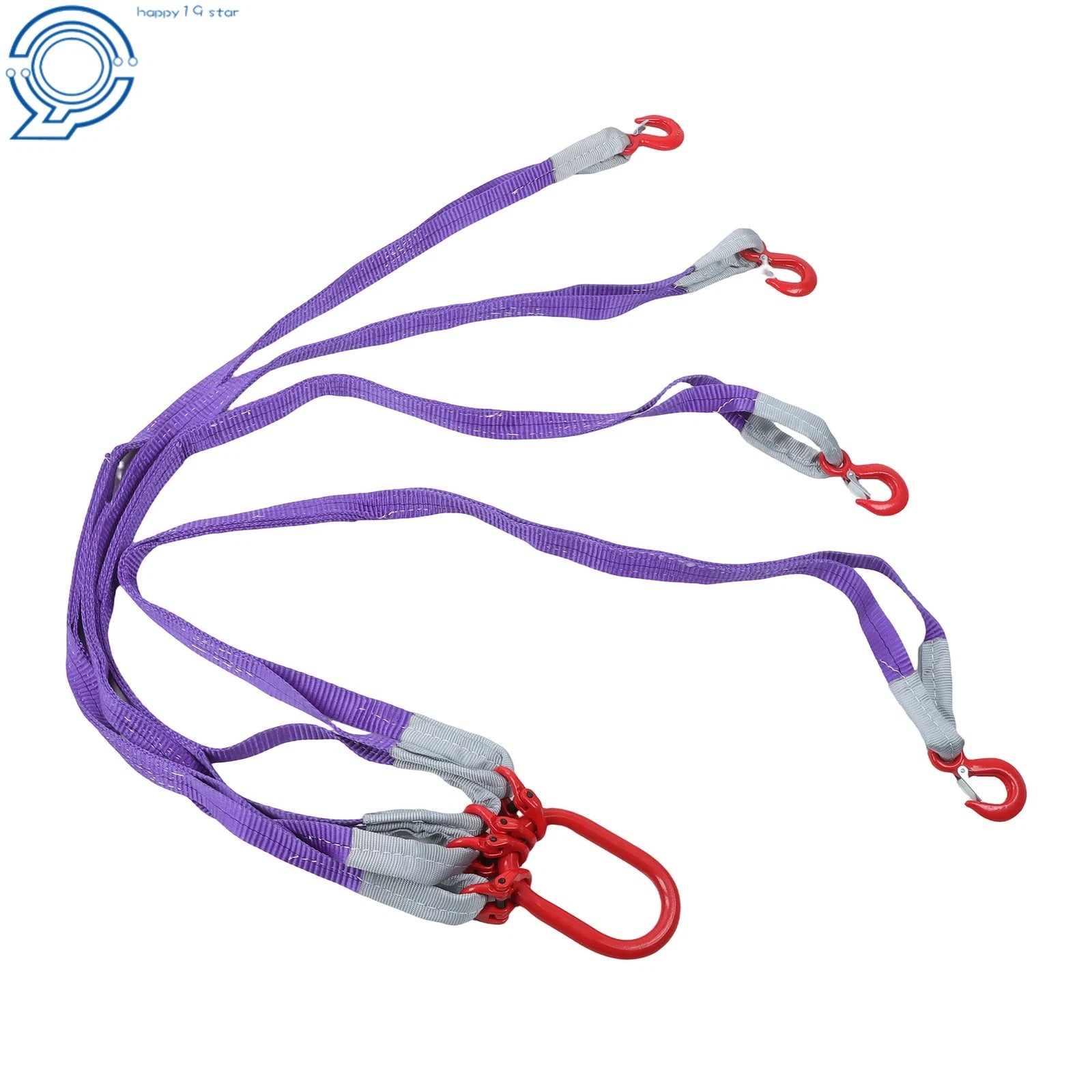 Set of 4 Lifting Slings Straps with Hooks for Heavy-Duty Rigging