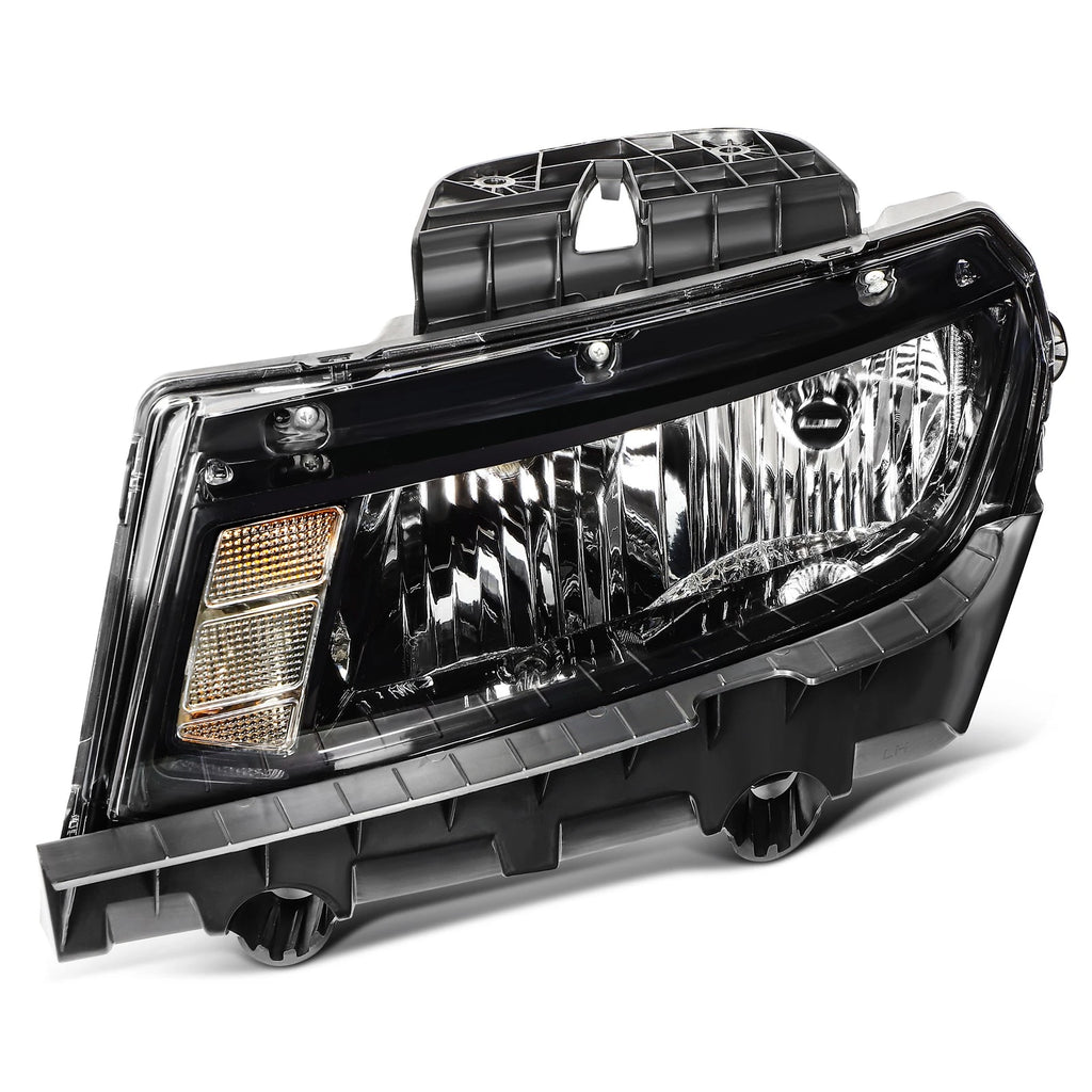 Pair Halogen Headlights for Chevy Camaro (2014–2015) - Black, With Bulbs