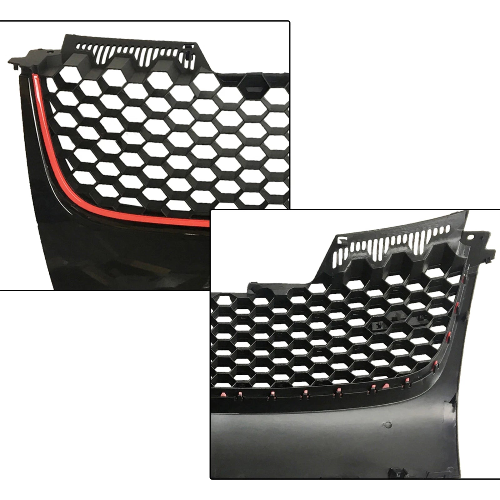 Mesh Grille for VW GTI GLI Jetta MK5 (2006–2009) - Black Badgeless with Red Trim