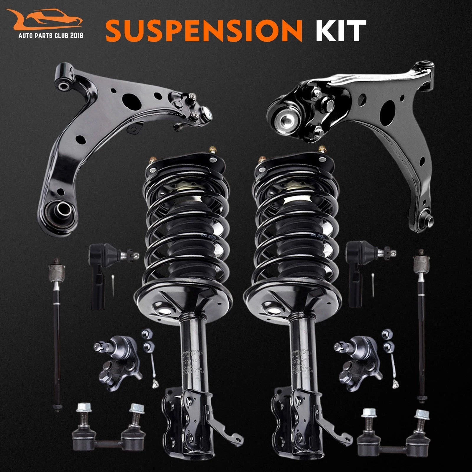 Set of 4 Front Strut Springs Control Arms Tie Rods for Toyota Corolla (1996–2002)