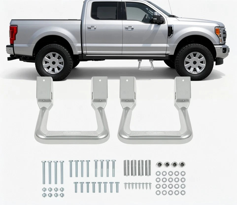 2Pcs Side Steps Nerf Bars for Truck/SUV/Pickup (2010–2023) Silvery Aluminum