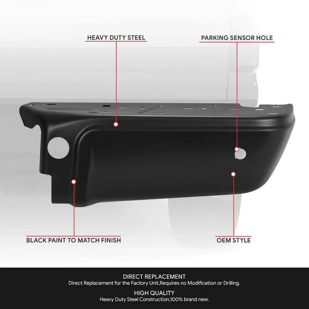 Passenger Side Rear Bumper End for Ford F-250 SD (2008–2016) w/ Sensor Holes