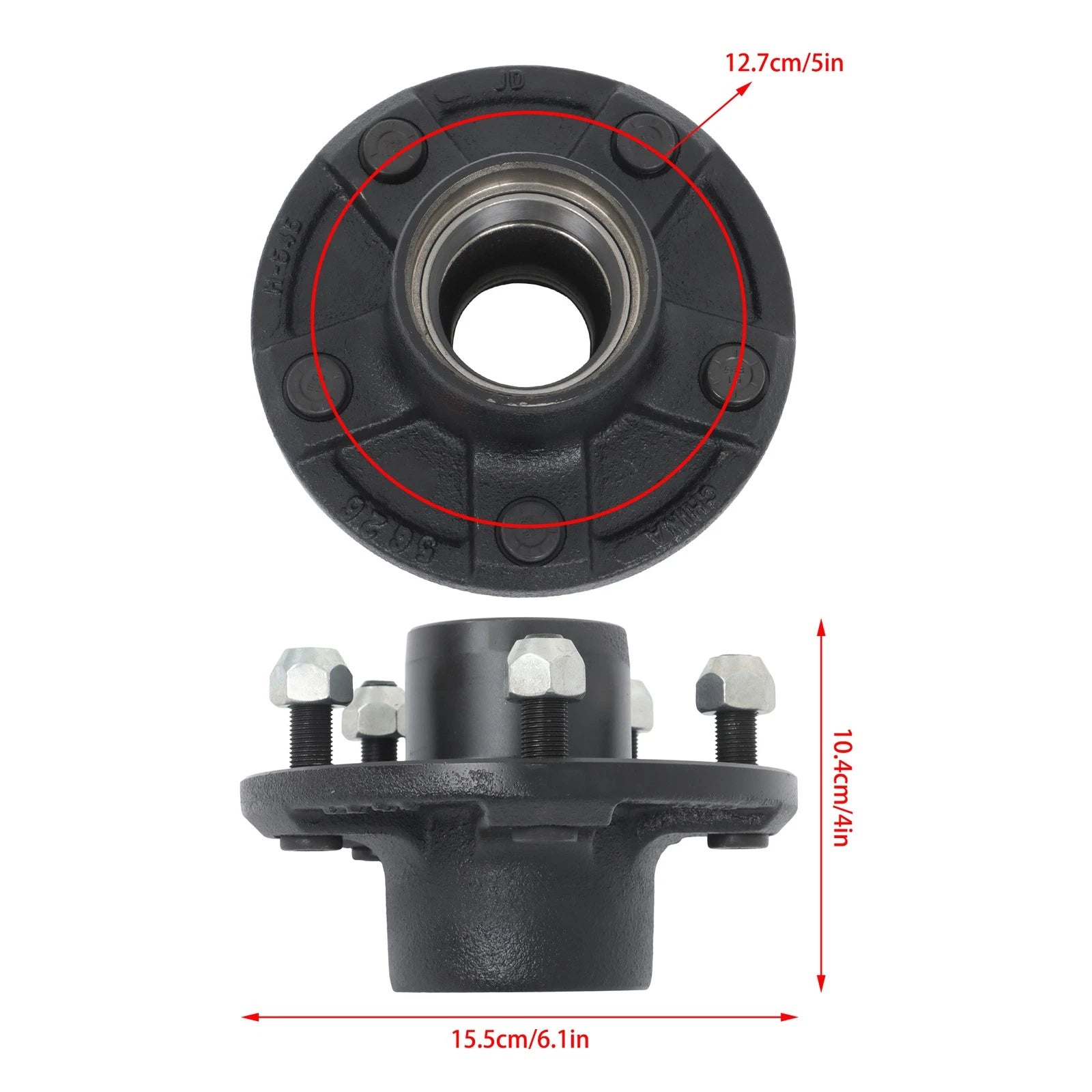 2X Trailer Hub Kit for 5 x 5" with 8.25" Round Brake Flange