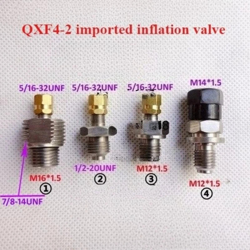 1PC Accumulator Charging Valve QXF4-2 for Nitrogen (5/16-32UNF, 1/2-20UNF)