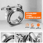 2X 2.5" OD Stainless Steel V-Band Clamp & Male/Female Flange Set