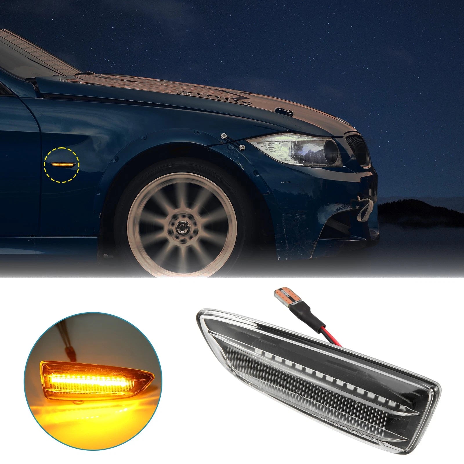 2X LED Side Marker Turn Signal Lights Yellow 13491088 for Opel