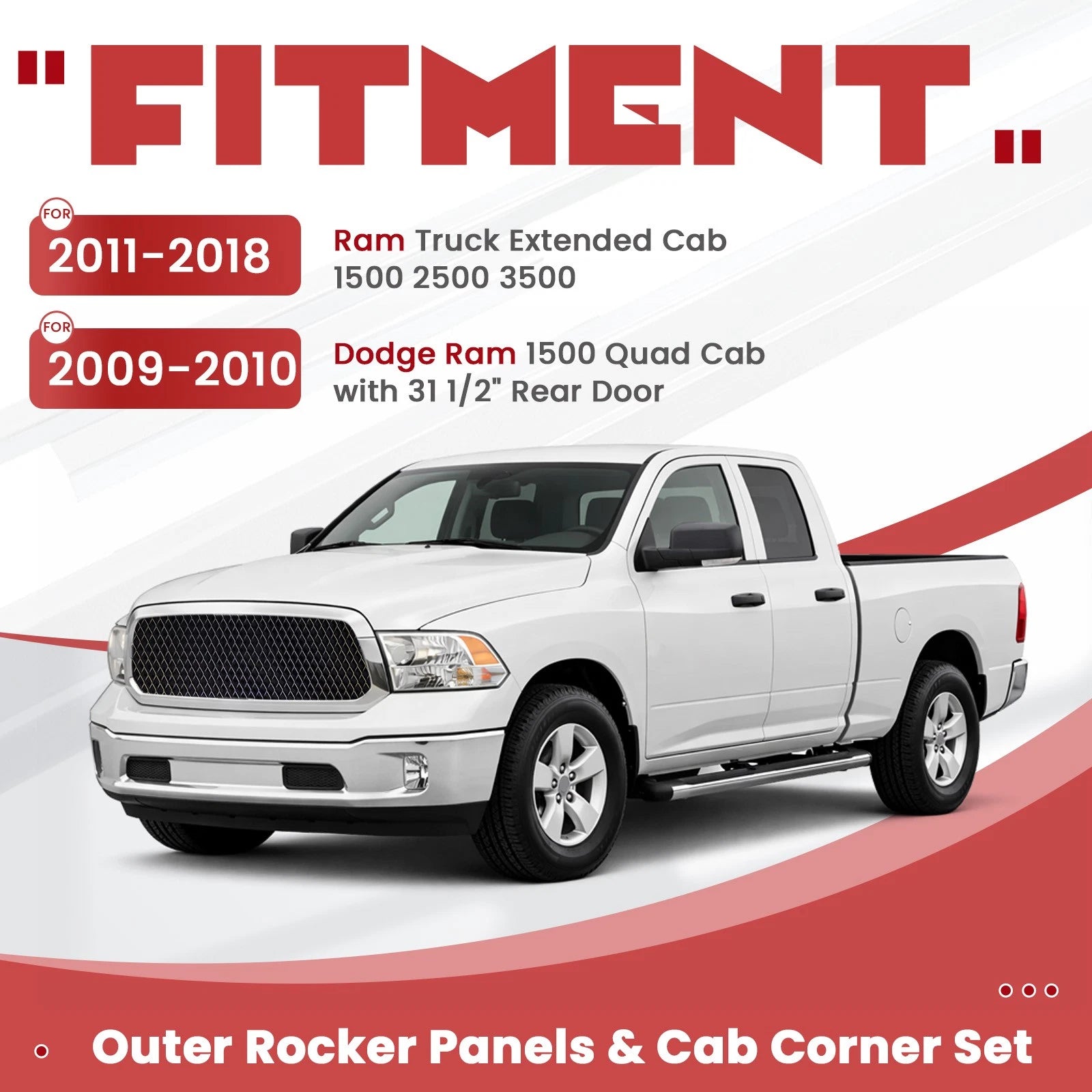Slip-on Rocker Panels & Cab Corners for Dodge Ram (2009–2018)