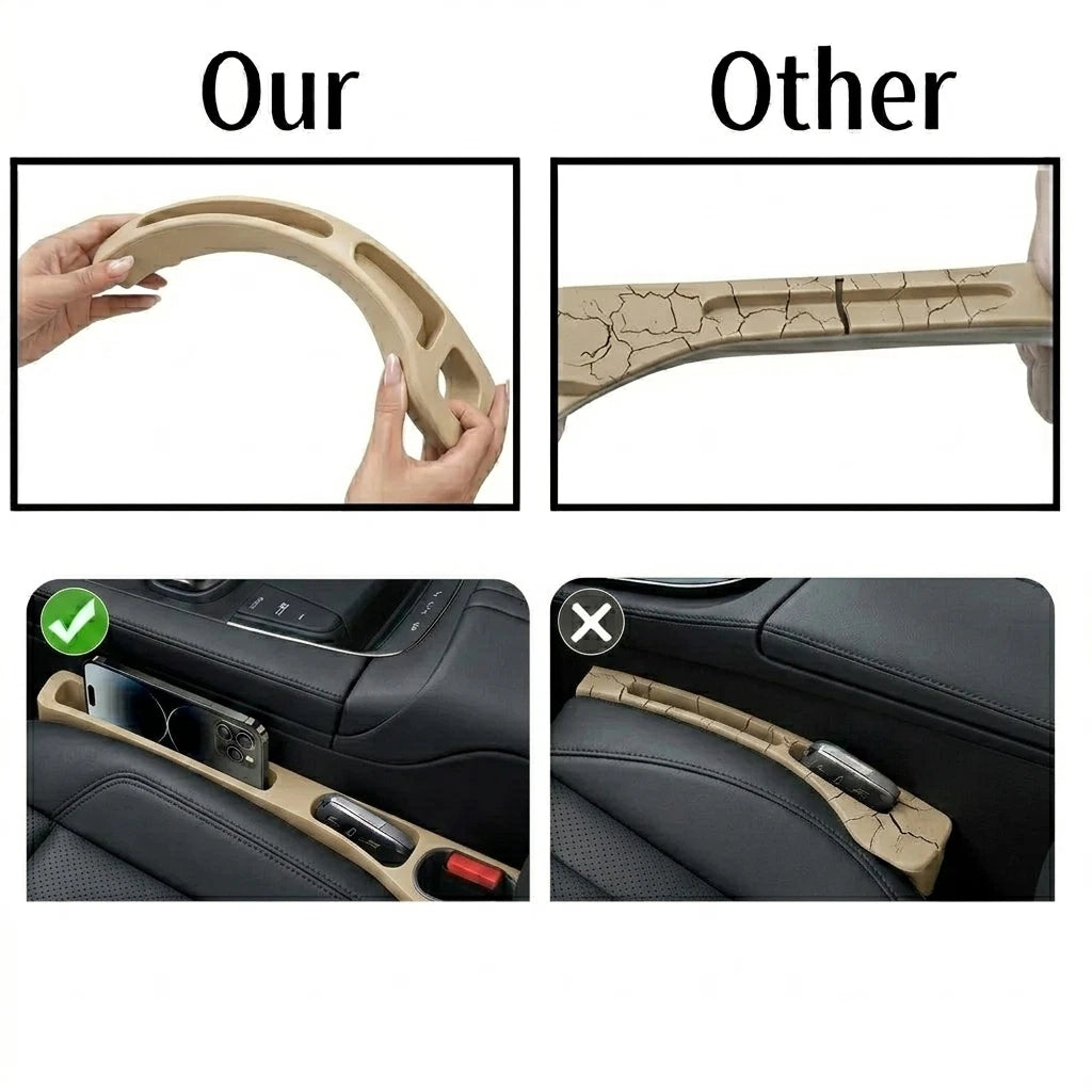 2X Beige Car Seat Gap Filler for Universal Fit