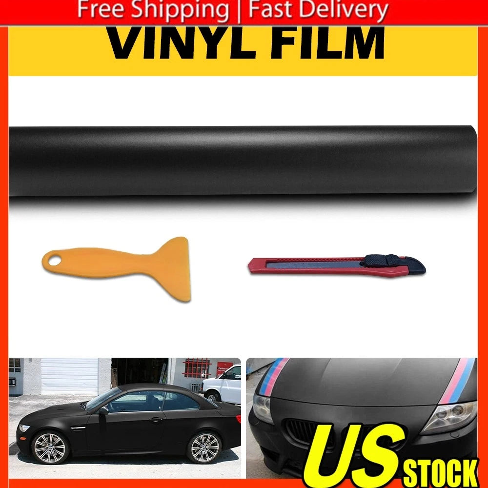 Matte Flat Black Vinyl Wrap for Automotive