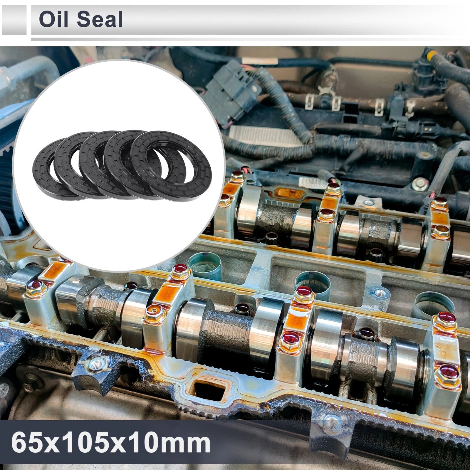 Set of 5 Oil Seal Rotary Shaft Seal Nitrile Rubber 65x105x10mm