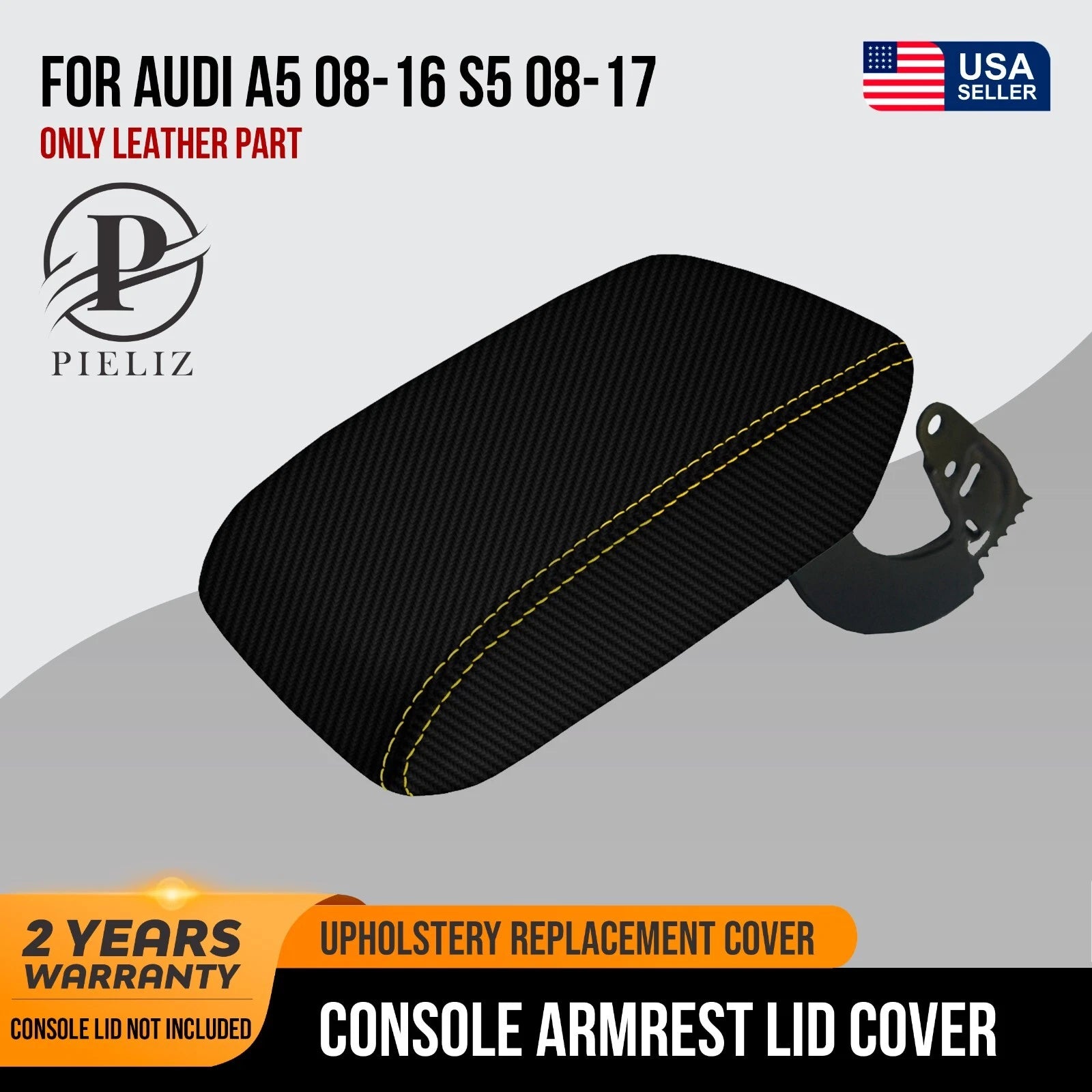 Carbon Fiber Console Lid Armrest Cover for Audi A5/S5 (2008–2017)