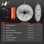 Front Side Drilled Brake Rotors for Ford Fusion, Lincoln MKZ (2013–2020)