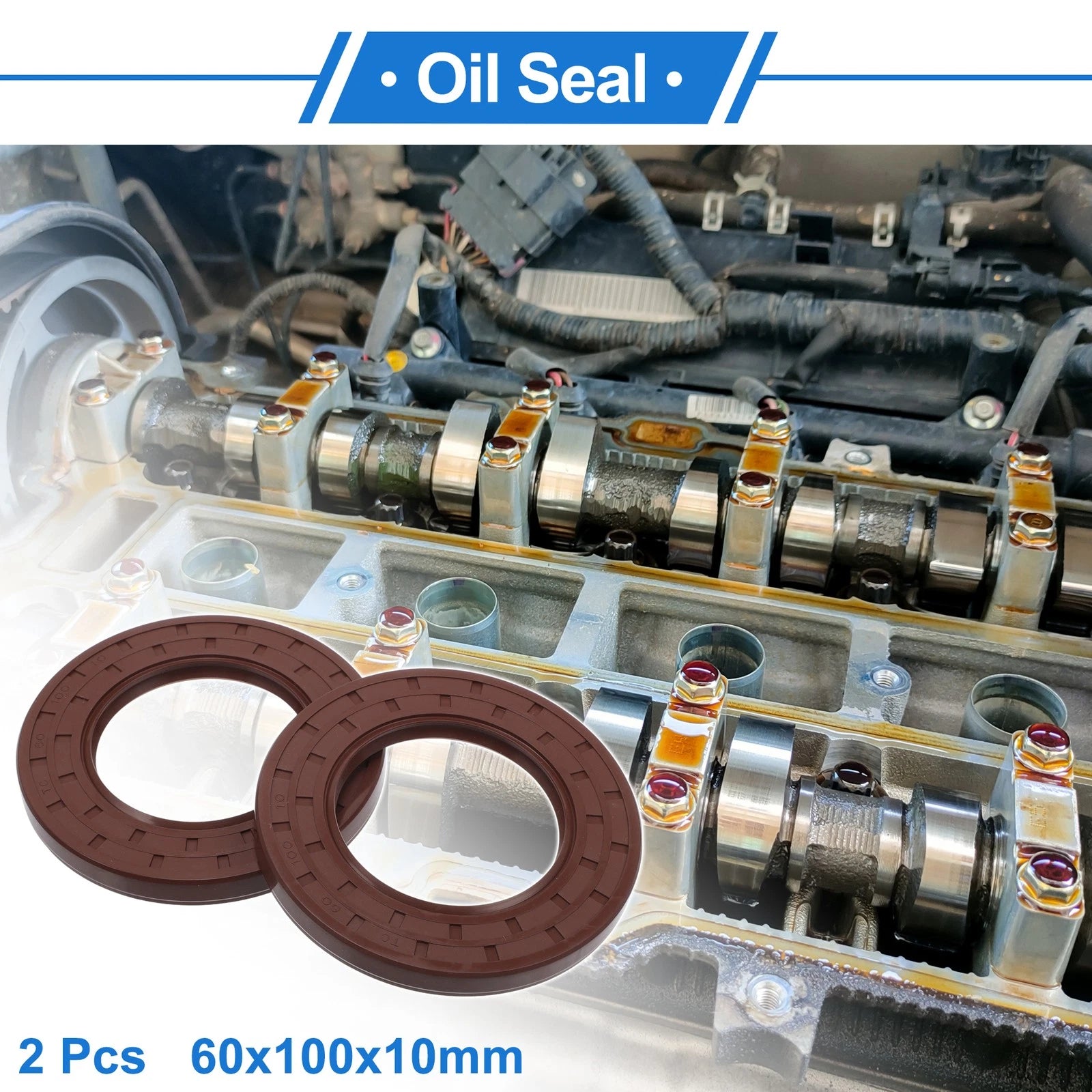 2X Oil Seal Rotary Shaft Seal FKM Rubber 60x100x10mm  