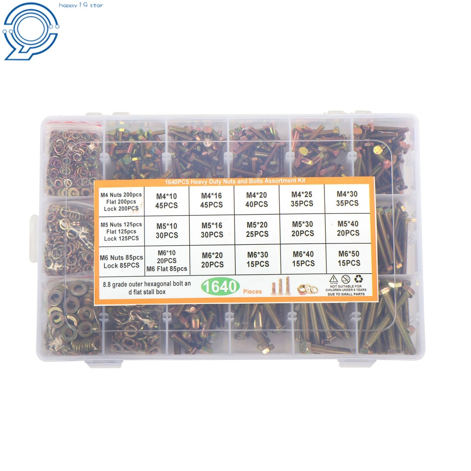 Set of 1640 Bolts and Nuts for M4 M5 M6 (304 Stainless Steel)