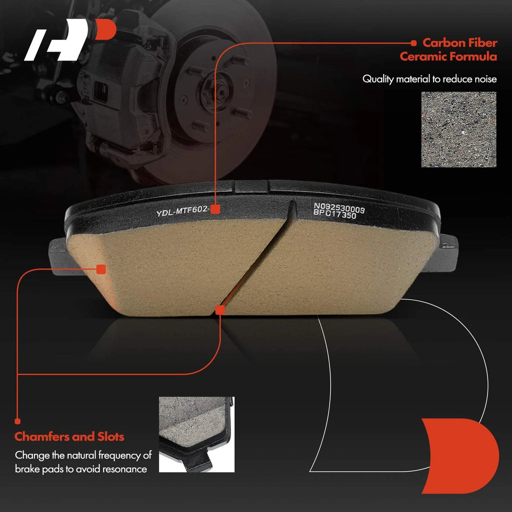 Set of 4 Front Side Ceramic Brake Pads for Kia Forte (2014)