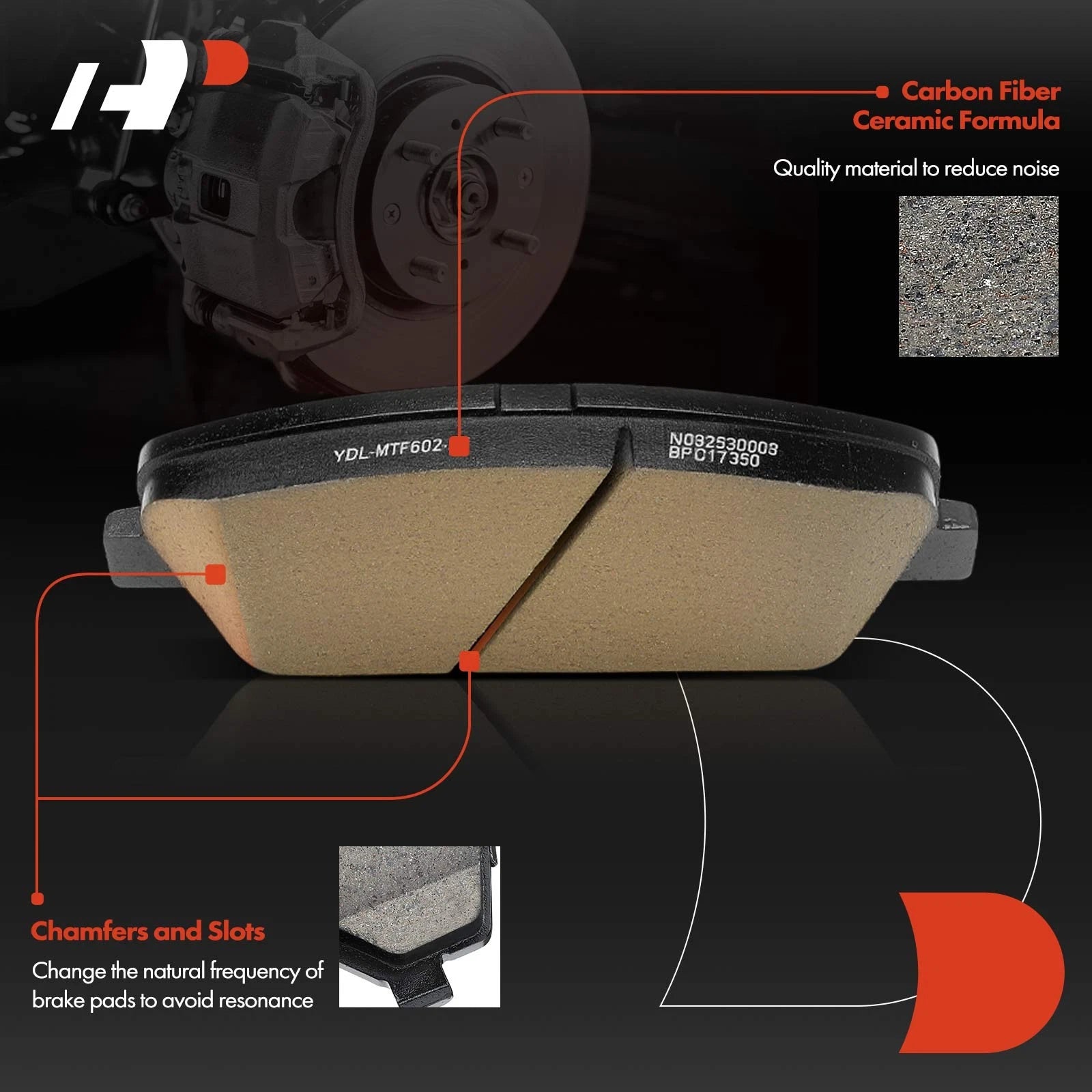 Set of 4 Front Side Ceramic Brake Pads for Kia Forte (2014)