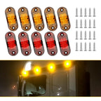 10 Pcs Amber Oval LED Side Clearance Marker Lights for Car Truck Trailer
