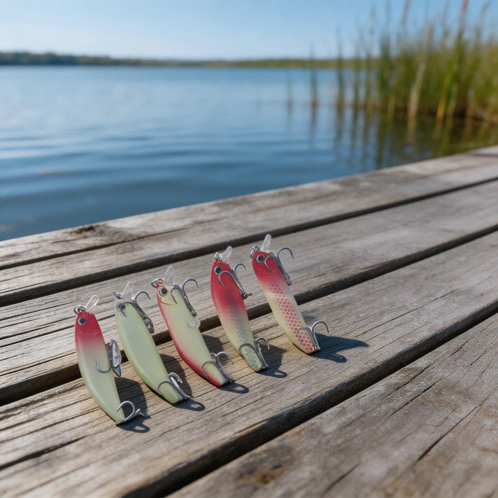 5 Piece Luminous Fishing Lure Set with Metal Hooks (Various Fish)
