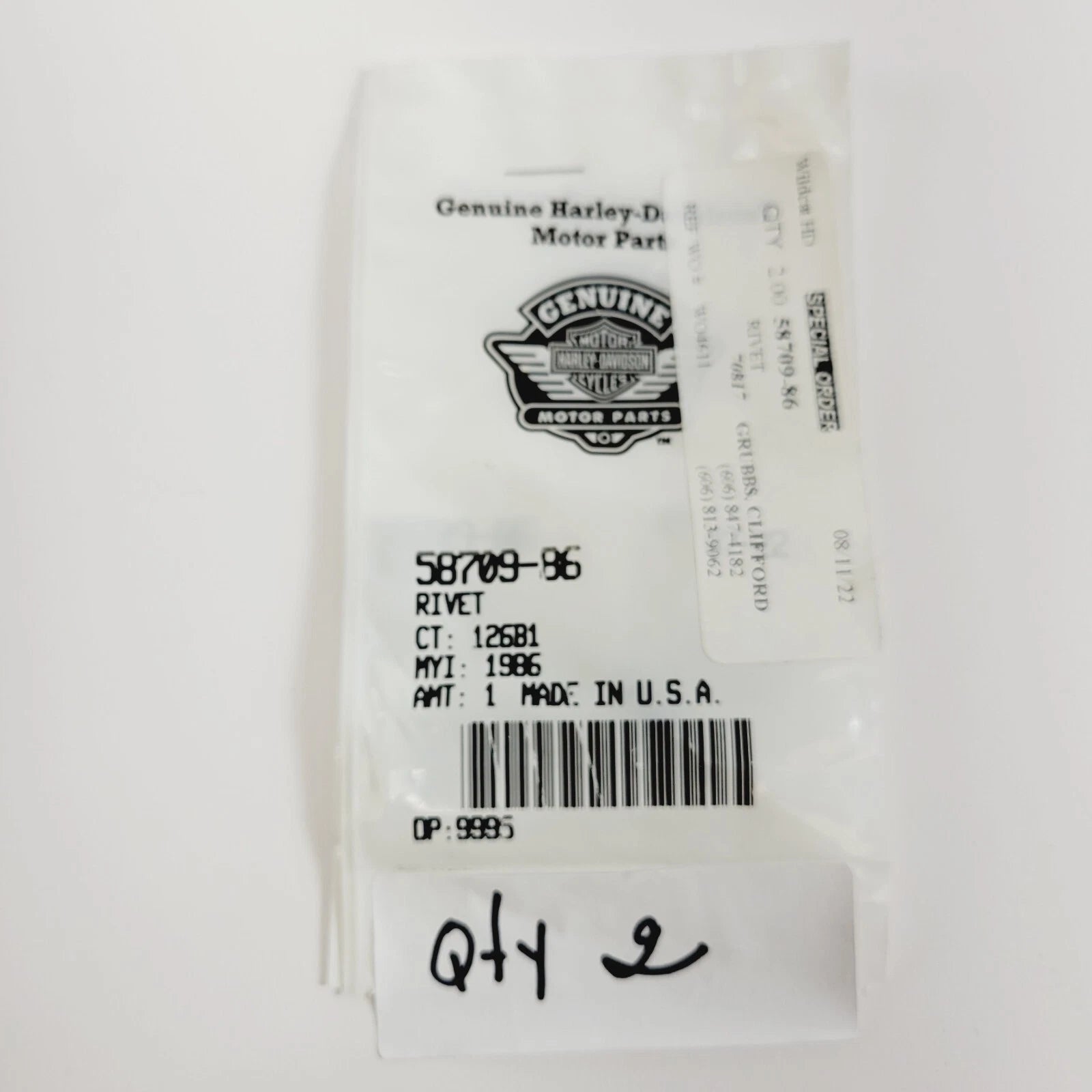 Black Nylon Rivet for Harley-Davidson (1986–1986) 58709-86