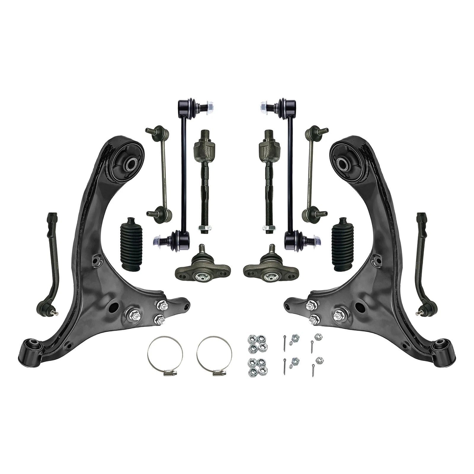 14Pcs Suspension Kit Front Lower Control Arms Tie Rods for Hyundai Elantra (2009–2012)