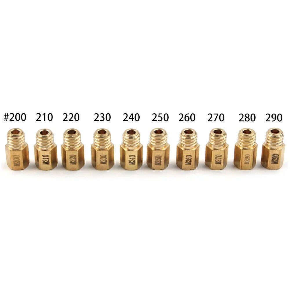 10 Pcs Hex Type Main Jets for MIKUNI VM/TM/TMX Carburetor (200-290)