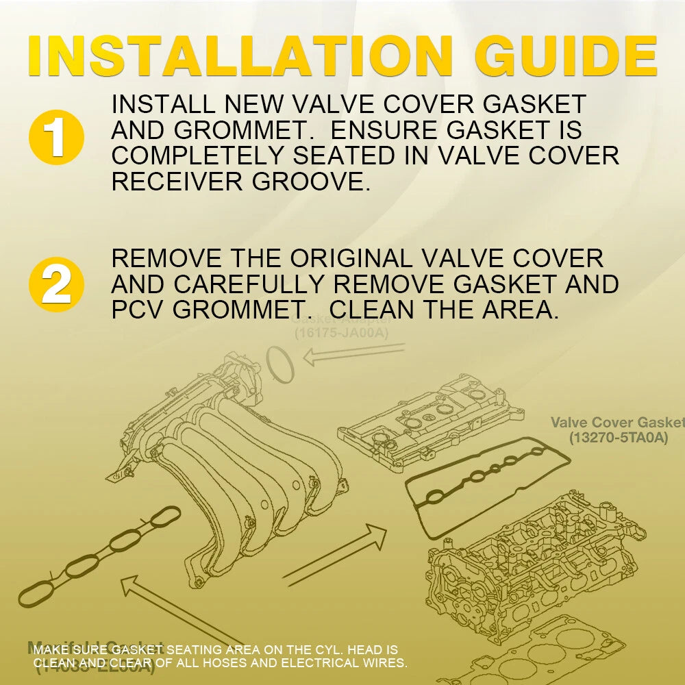 Set of 3 Valve Cover Gaskets for Nissan Versa (2007–2011)