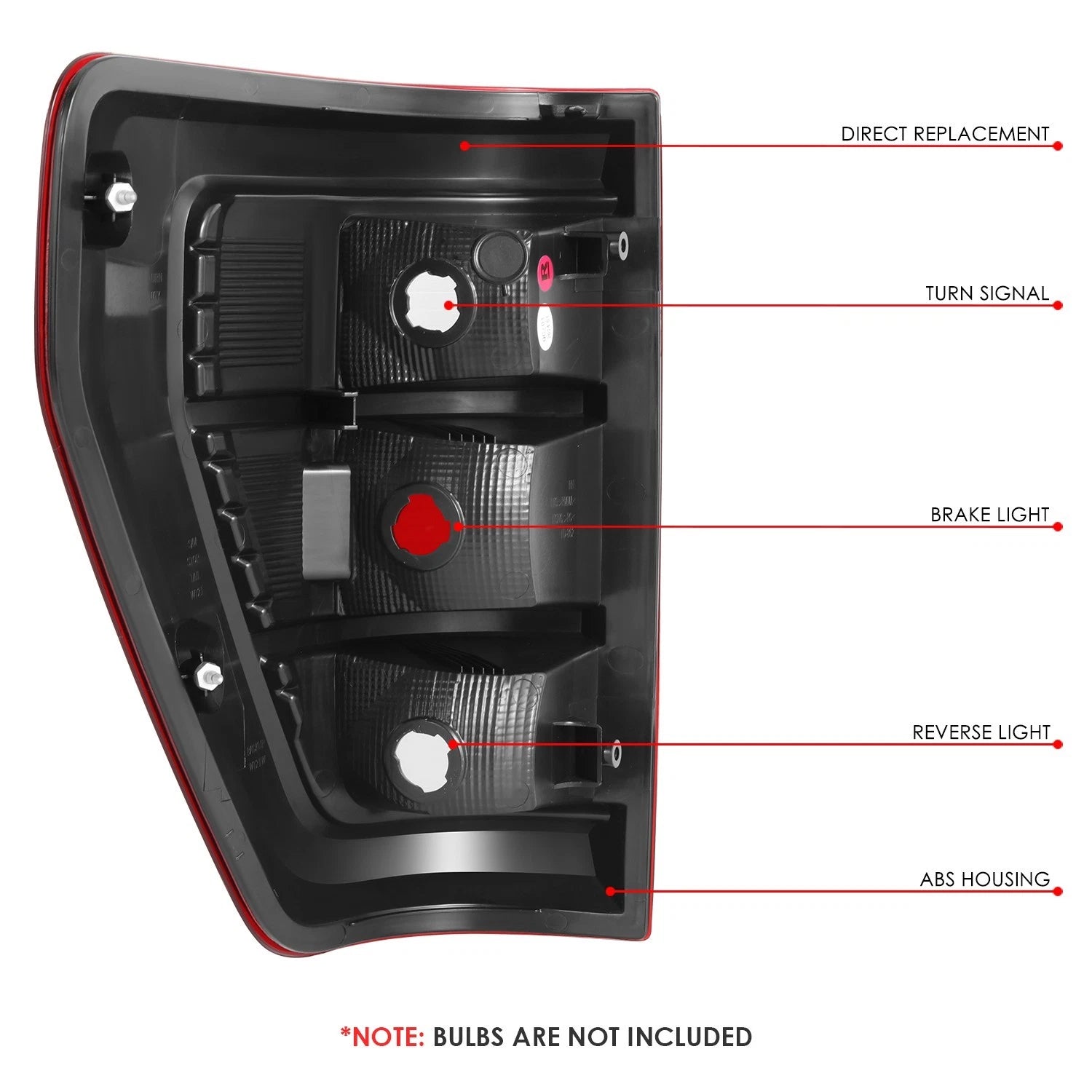 Right Side Tail Light for Ford F-150 (2021–2023) OE Style Chrome Housing Red Lens