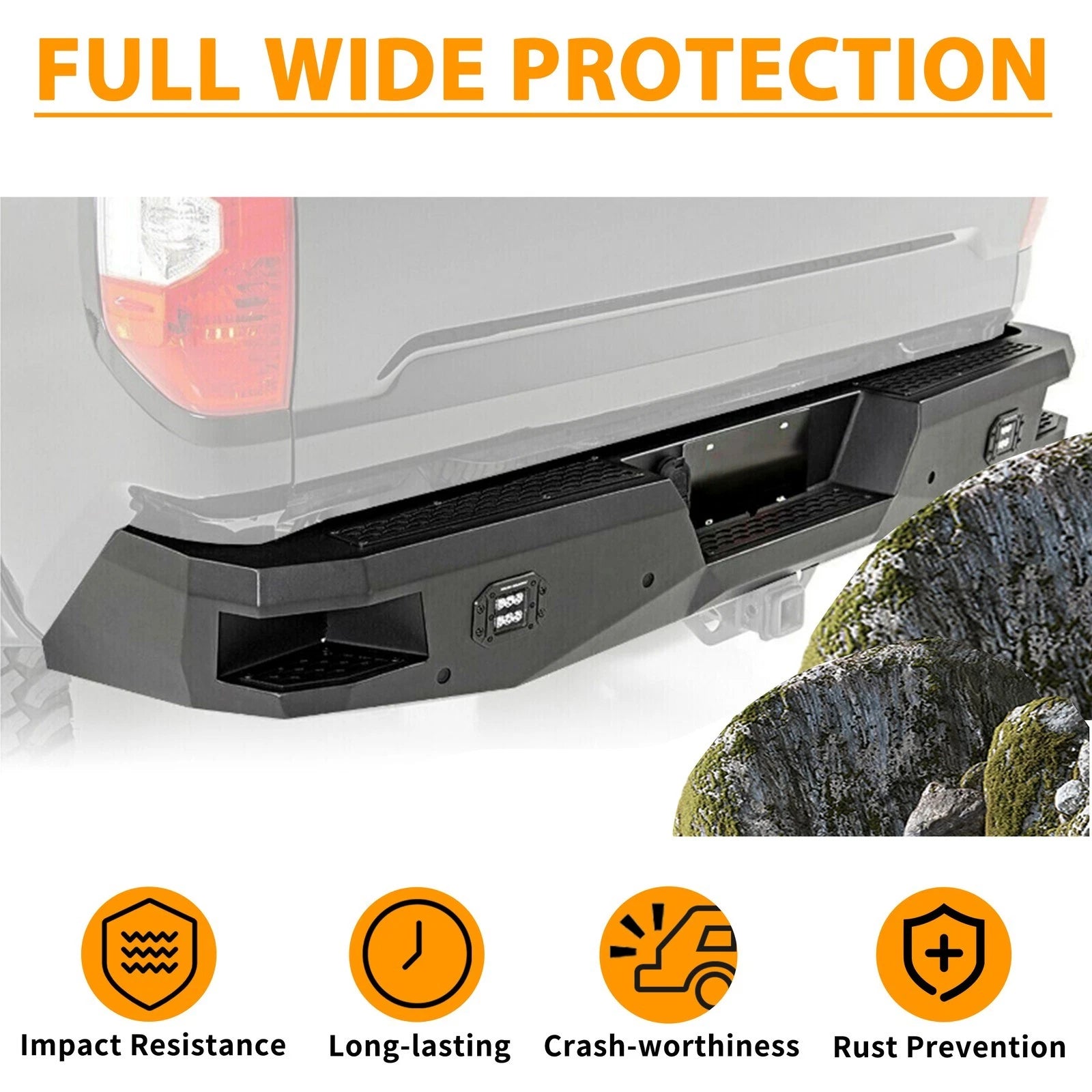 Assembled Rear Bumper with LED Lights & Sensor Holes for Toyota Tundra (2014–2021)