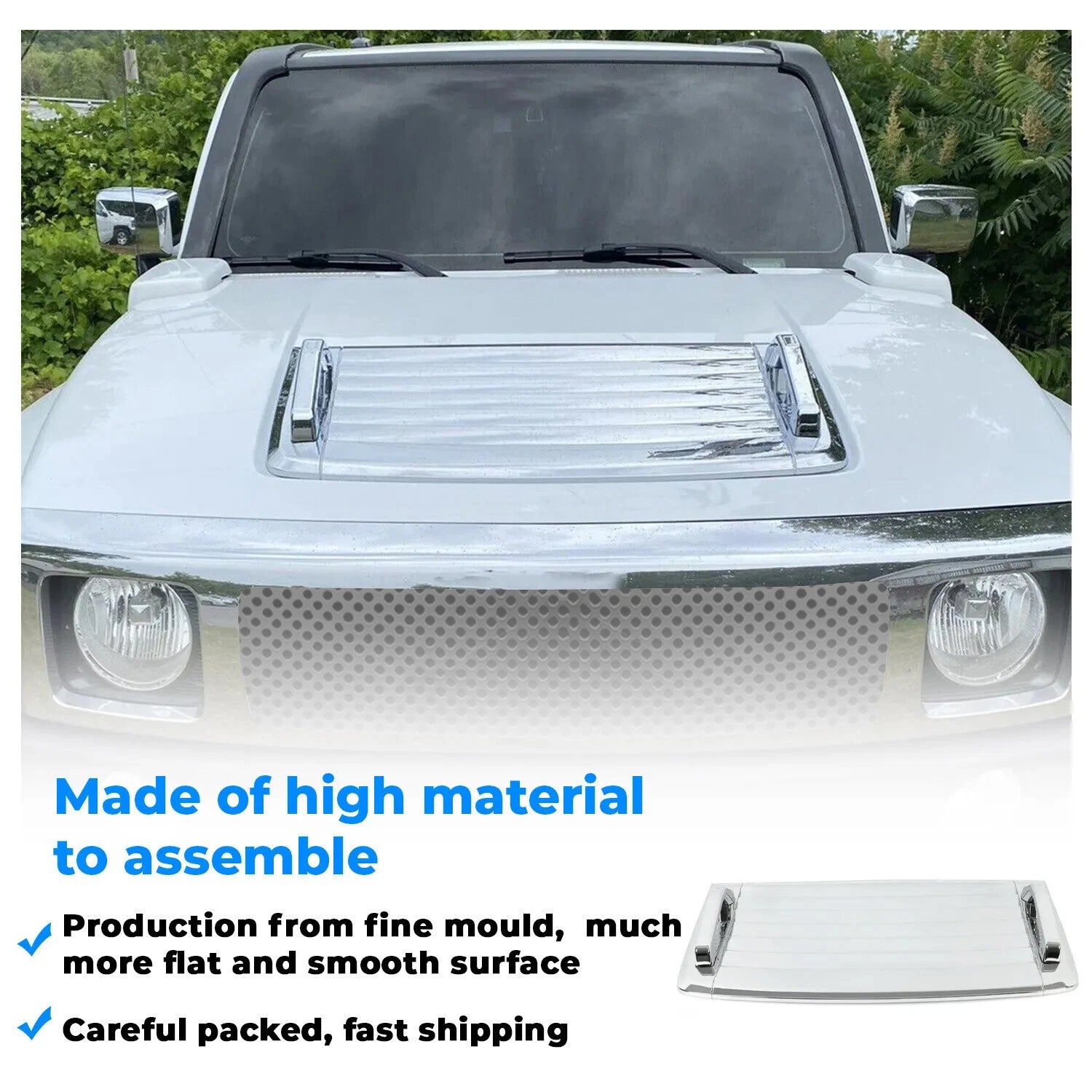 Chrome Hood Deck Vent Panel Handle Cover for Hummer H3 (2006–2010)