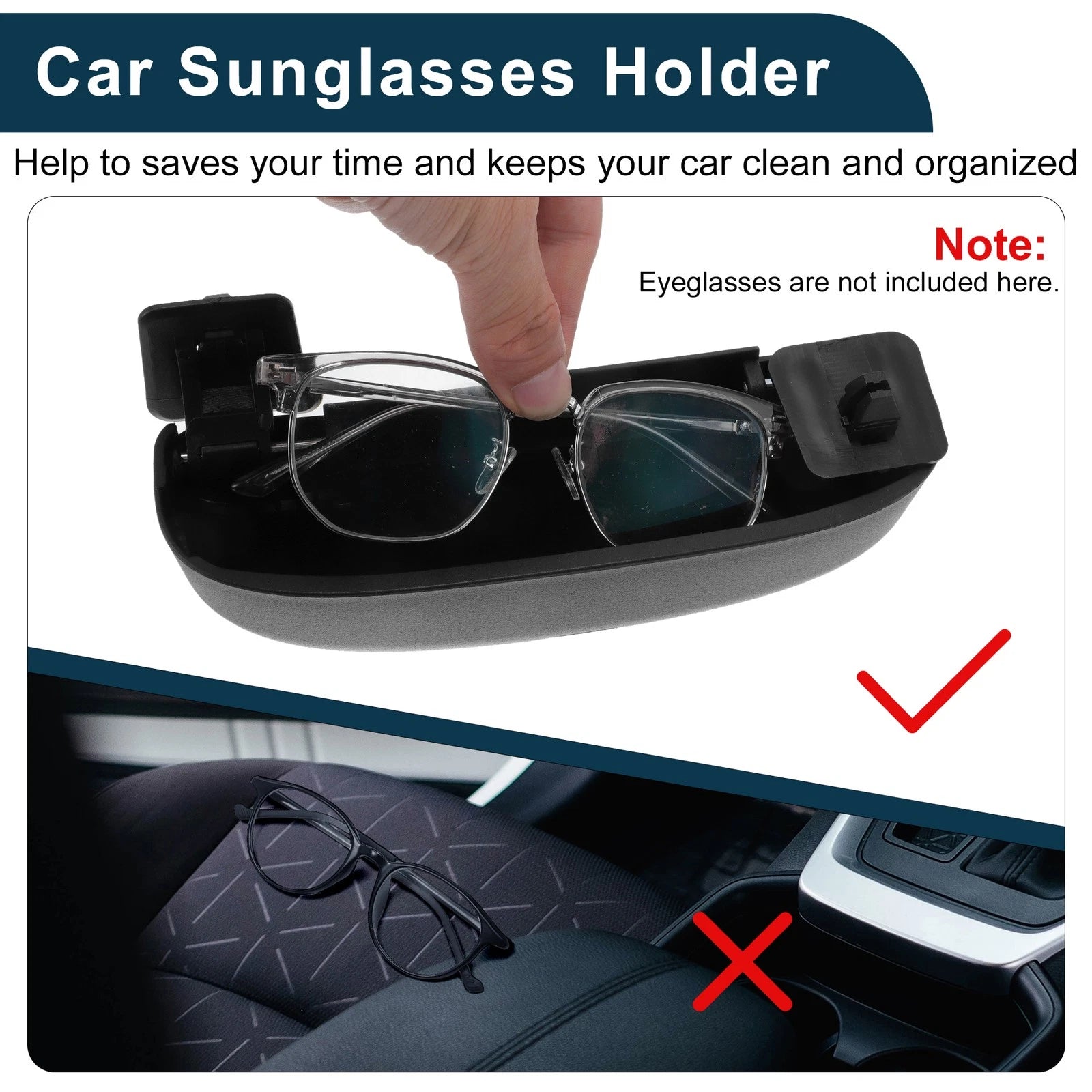 Sunglasses Case for Mercedes-Benz C Class (2015–2021) Eyeglasses Holder Black