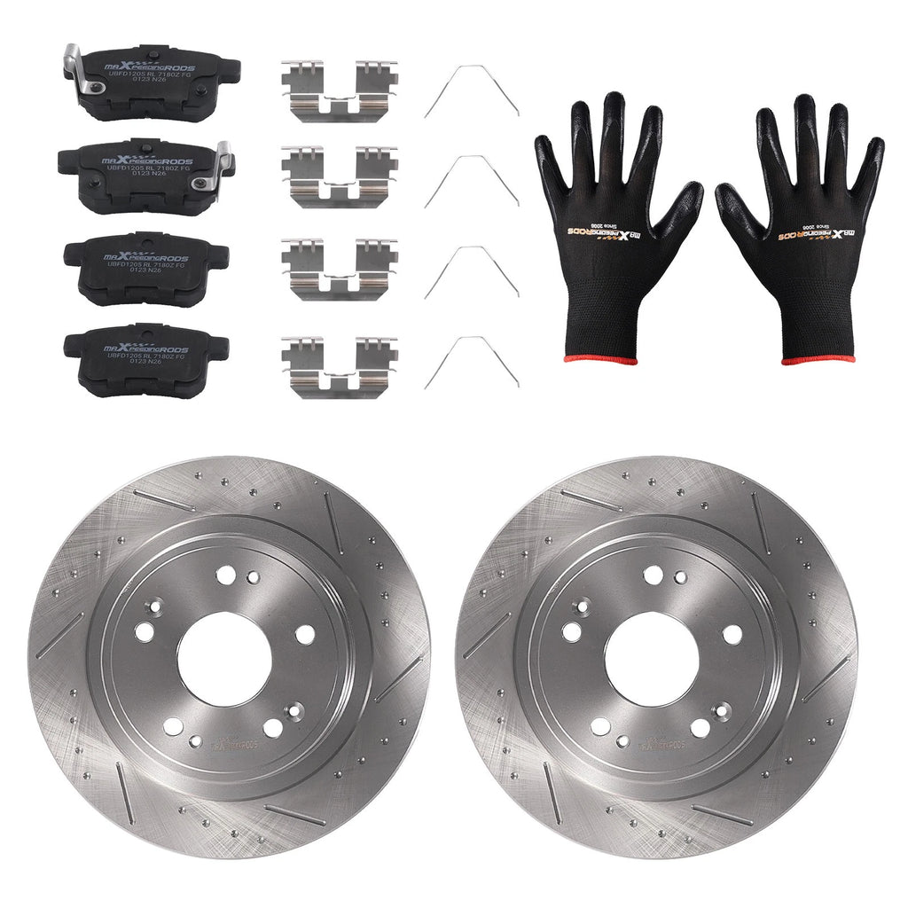 Set of 2 Rear Brake Rotors + Ceramic Brake Pads for Acura TSX (2009–2014) S31479 D1336