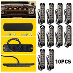 10X Grille Flush Surface Strobe Mount Lights Amber Yellow Hazard Kit